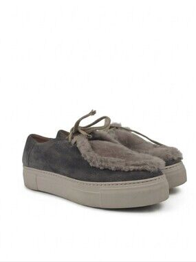 Pollini Italian Designer Gray Suede‎ Platform Women's Sneakers Size EU 37 - US 7